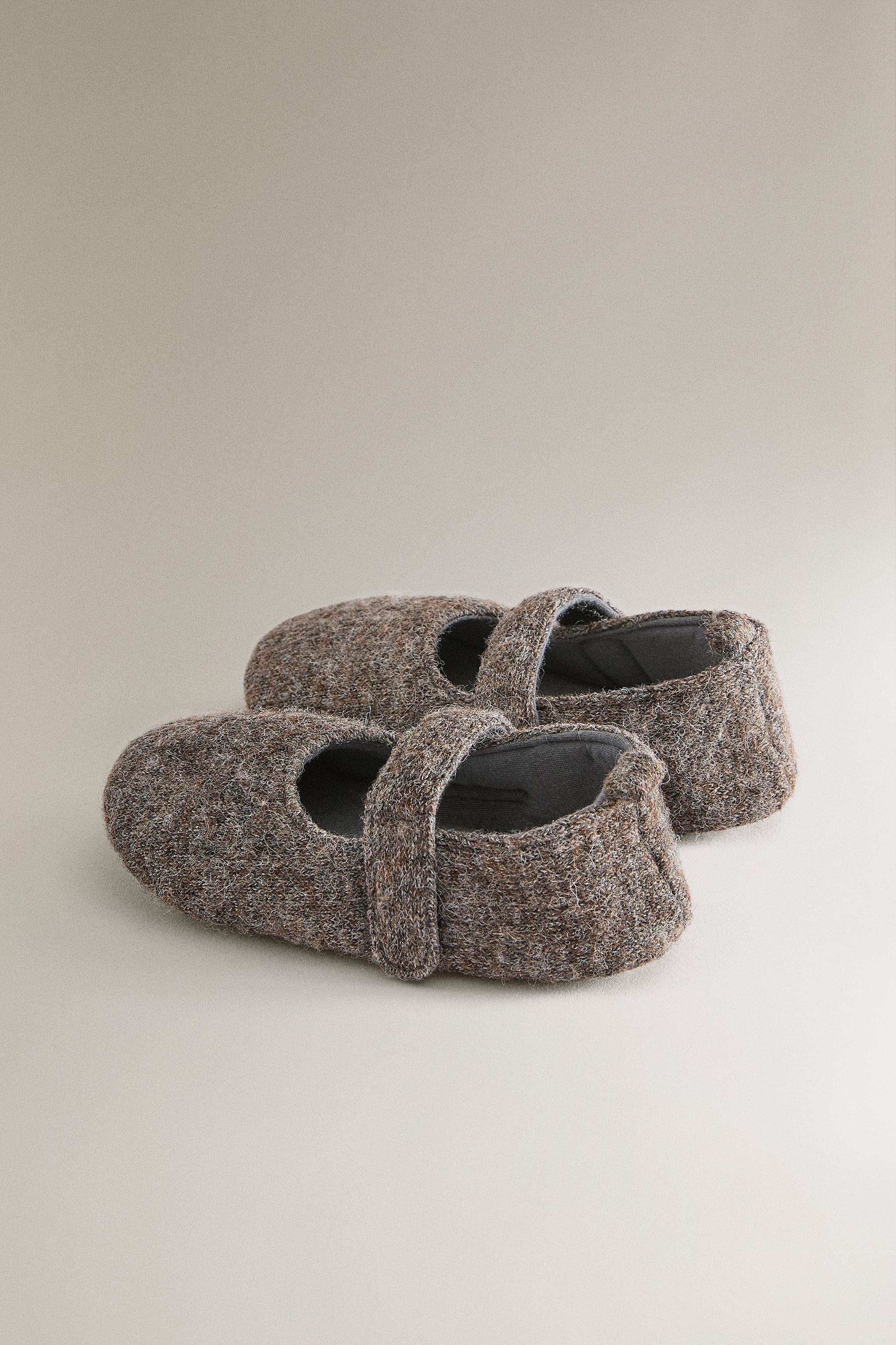 KIDS WOOL EFFECT BALLET FLATS